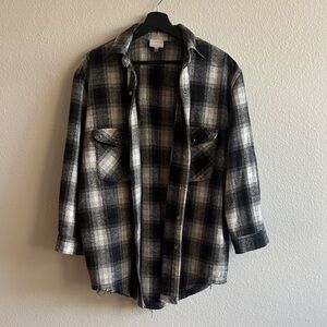 Skylar Madison Oversized Black and White Plaid Button Down Shirt